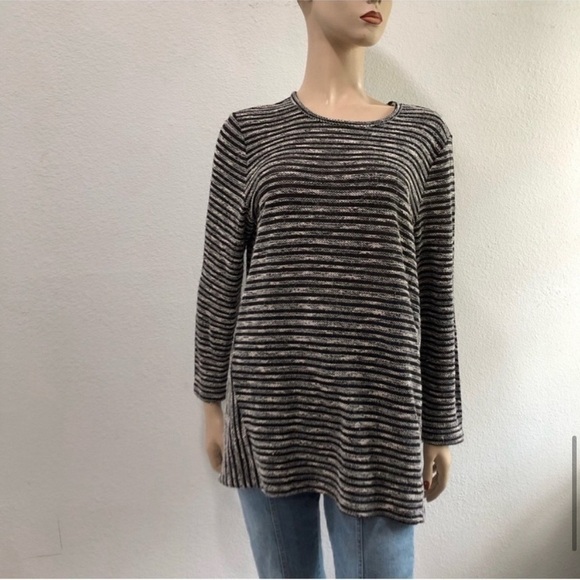 j.jill knit black & white stripes long sleeves sweatshirt - Picture 13 of 16